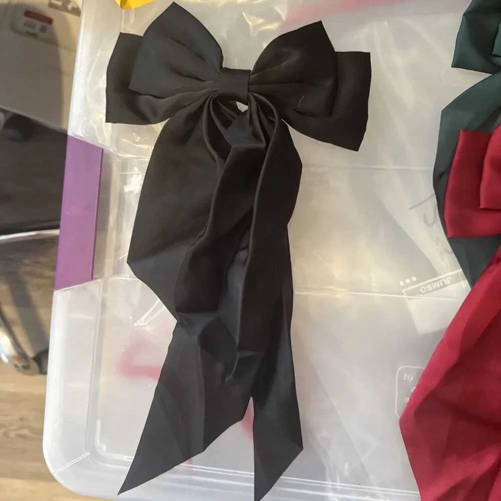Satin Hair Bow Barrette Lot Of 5